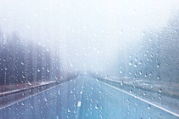 Őszi Táj Autópálya Eső Köd Európában Veszélyes Rossz Idő — Stock Fotó