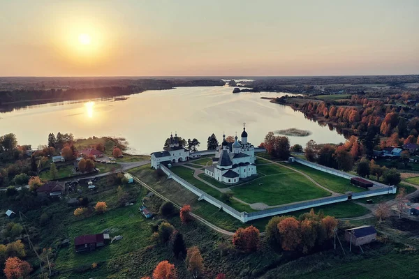 Paisagem Outono Mosteiro Ferapontov Zangão Visão Superior Igreja Ortodoxa Vologda — Fotografia de Stock