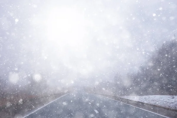 Abstrakcyjny Zimowy Śnieg Drogowy Widok Krajobraz Transporcie Listopadowym — Zdjęcie stockowe