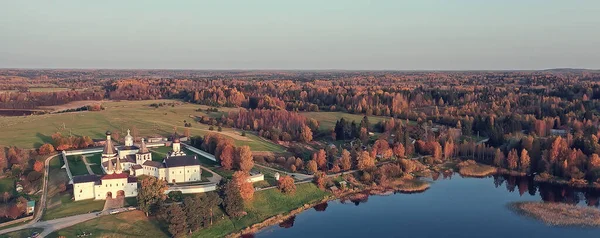 Paisagem Outono Mosteiro Ferapontov Zangão Visão Superior Igreja Ortodoxa Vologda — Fotografia de Stock