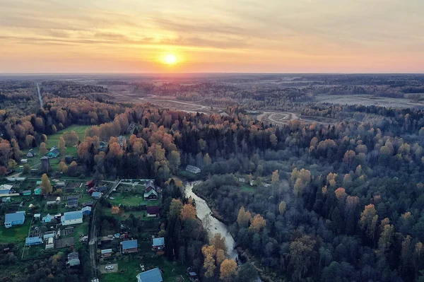 Podzimní Panorama Drone Krajina Podzim Příroda Top View — Stock fotografie