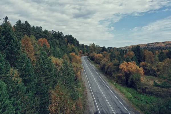 Höst Väg Ovanifrån Landskap Hösten Med Drönare — Stockfoto