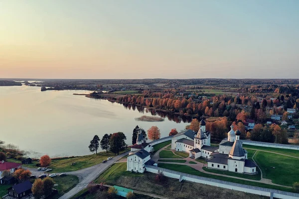 Paisagem Outono Mosteiro Ferapontov Zangão Visão Superior Igreja Ortodoxa Vologda — Fotografia de Stock