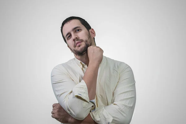 Homem Com Uma Camisa Uma Pose Atraente — Fotografia de Stock