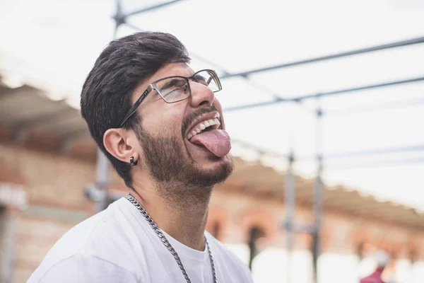 Guy His Tongue Out — Stock Photo, Image