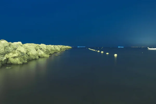 Beautiful Cove Blue Hour Santa Pola Spain Medanean Sea — стоковое фото