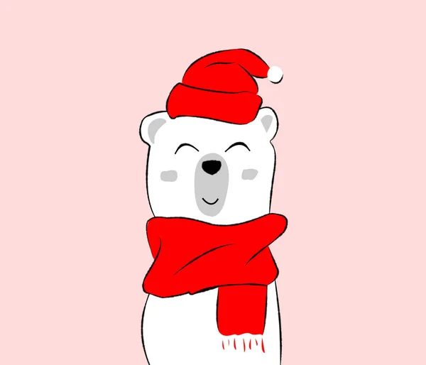 Ilustración Oso Con Gorra Navidad —  Fotos de Stock