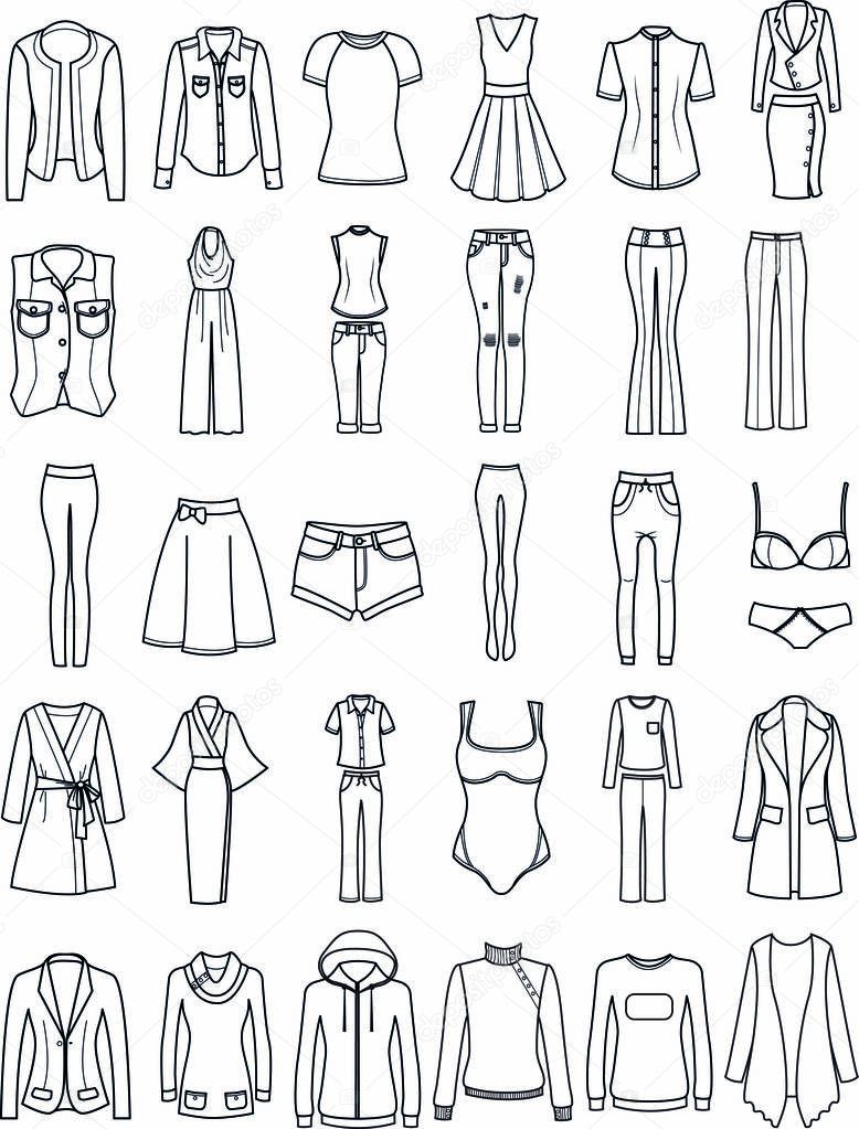 Set of icons for the site - Vector womenswear
