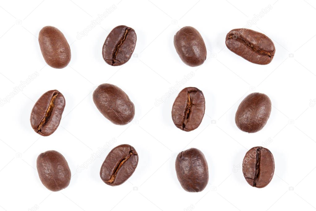 coffee beans isolated on white background.