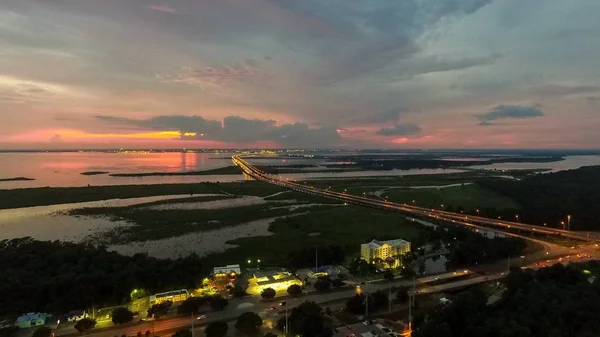 Hermosa Puesta Sol Sobre Mobile Bay Alabama —  Fotos de Stock