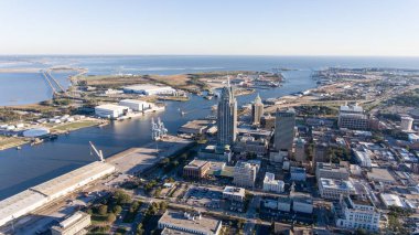 Mobile, Alabama nehir şehrin havadan görünümü 