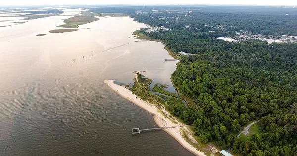 Flygfoto Över Bayfront Park Östra Stranden Mobile Bay — Stockfoto