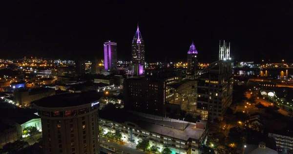 Вид Воздуха Центр Города Mobile Алабама Cityscape Ночью — стоковое фото