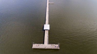 İskelede mobil Bay Fairhope, Alabama yukarıda havadan görünümü