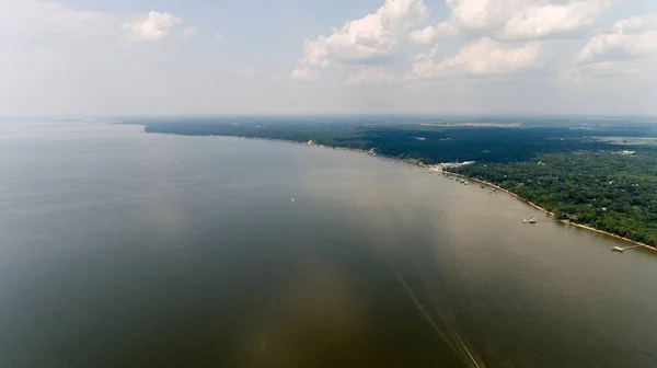 Vue Aérienne Mobile Bay Dessus Fairhope Alabama Jetée — Photo