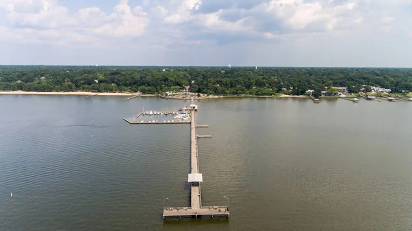 Vue Aérienne Mobile Bay Dessus Fairhope Alabama Jetée — Photo