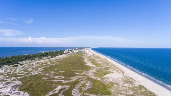 Aerial view of Fort Morgan Beach on the Alabama Gulf Coast 