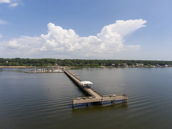 Vista Aérea Del Muelle Fairhope Bahía Móvil Largo Costa Del —  Fotos de Stock