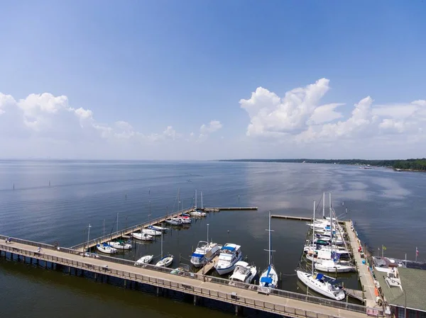 Vista Aérea Del Muelle Fairhope Bahía Móvil Largo Costa Del —  Fotos de Stock