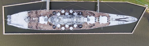 Veduta Aerea Della Nave Battaglia Uss Alabama Mobile Bay Alabama — Foto Stock