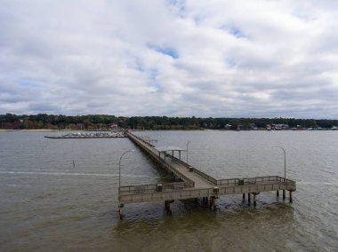 Fairhope Belediye İskelesi havadan görünümü mobil Bay, Alabama 