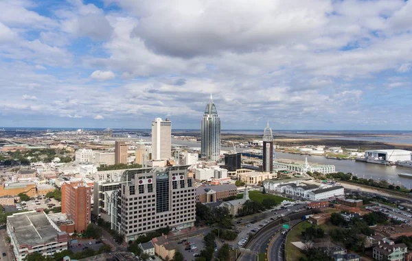 Aerial View Downtown Mobile Alabama January 2019 — Stock Photo, Image