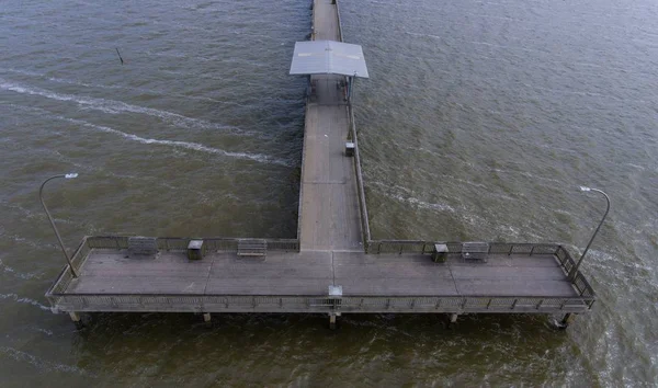 Luftaufnahme Von Fairhope Kommunalen Pier Auf Mobiler Bucht Alabama — Stockfoto