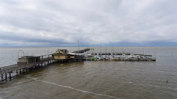 Widok Lotu Ptaka Fairhope Municipal Pier Zatoce Mobile Alabama — Zdjęcie stockowe