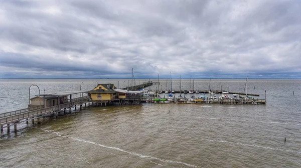 Widok Lotu Ptaka Fairhope Municipal Pier Zatoce Mobile Alabama — Zdjęcie stockowe