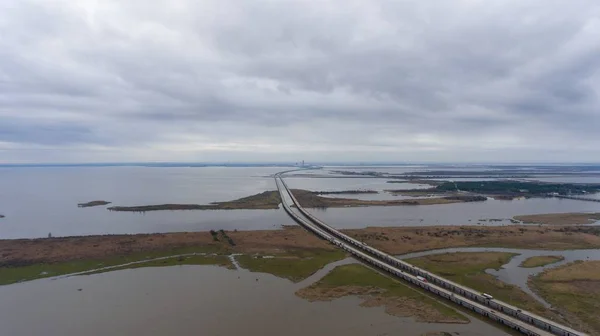 Flygfoto Över Östra Stranden Mobile Bay Daphne Alabama Och Interstate — Stockfoto