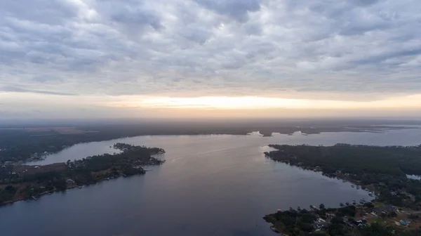 Luchtfoto Van Zwartwaterrivier Milton Florida Bij Zonsopgang — Stockfoto