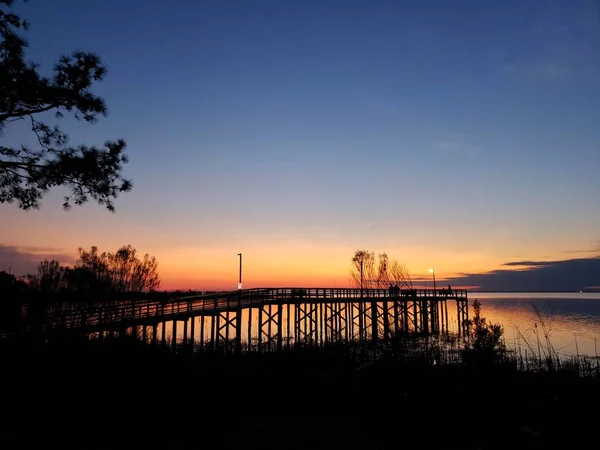 Захід Сонця Над Мобільний Bay Bayfront Park Пристані Дафні Лютий — стокове фото