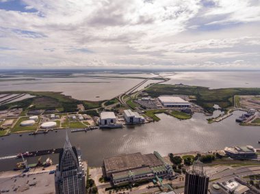 Mobile, Alabama nehir şehrin havadan görünümü 