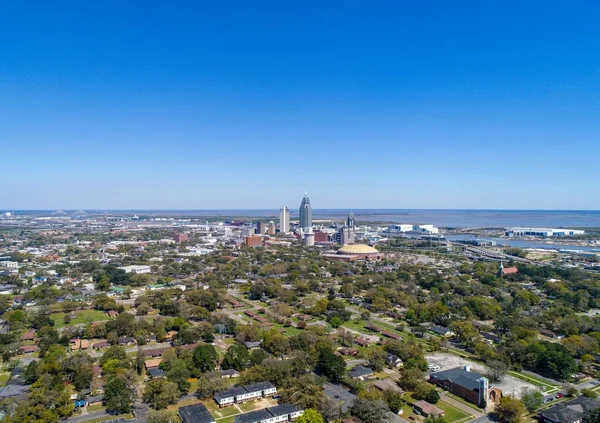 Letecký Pohled Centrum Panorama Panoráma Města Mobile Alabama — Stock fotografie