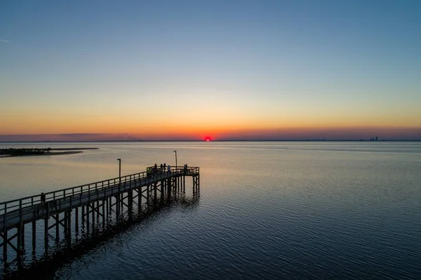Solnedgång Mobile Bay Daphne Alabama Bayfront Park — Stockfoto