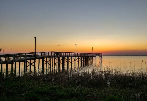 Zachód Słońca Mobile Bay Daphne Alabama Bayfront Park — Zdjęcie stockowe