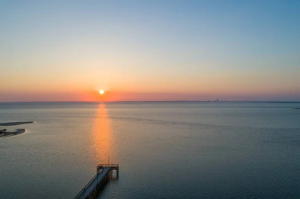 Puesta Sol Mobile Bay Daphne Alabama Bayfront Park —  Fotos de Stock