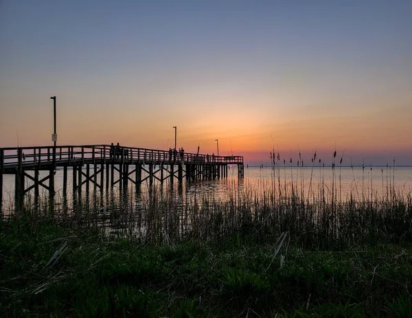 Solnedgång Mobile Bay Daphne Alabama Bayfront Park — Stockfoto