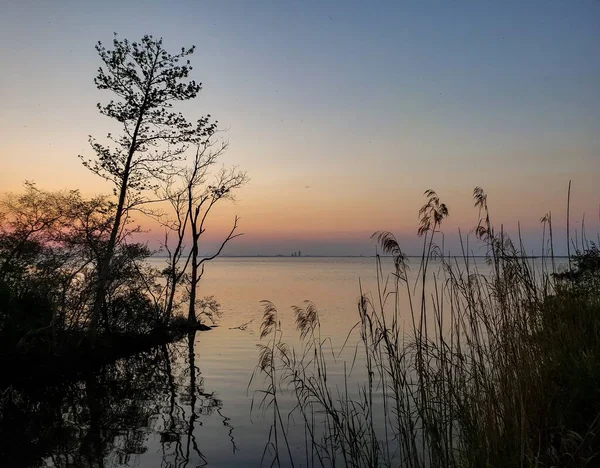 Naplemente Mobile Bay Daphne Alabama Bayfront Parkban — Stock Fotó