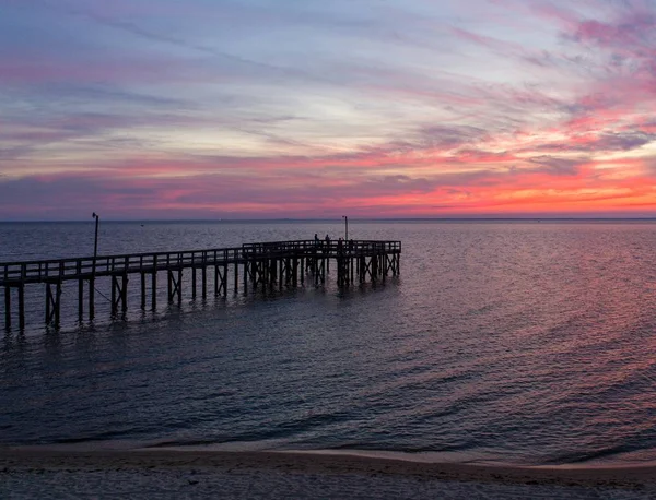 Solnedgång Över Mobile Bay Alabama Gulfkusten — Stockfoto