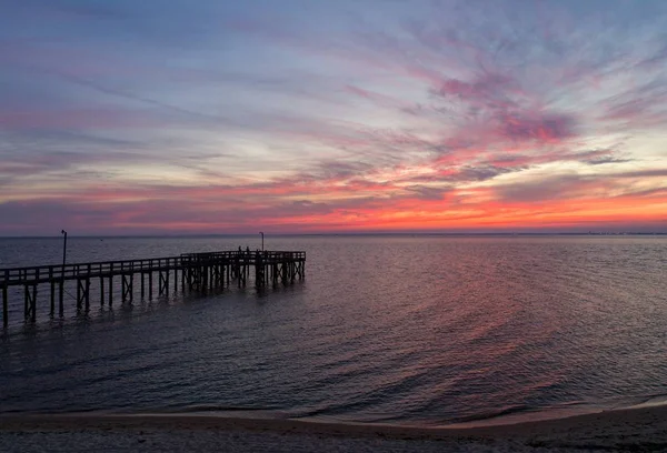 Západ Slunce Nad Mobile Bay Pobřeží Perského Zálivu Alabama — Stock fotografie