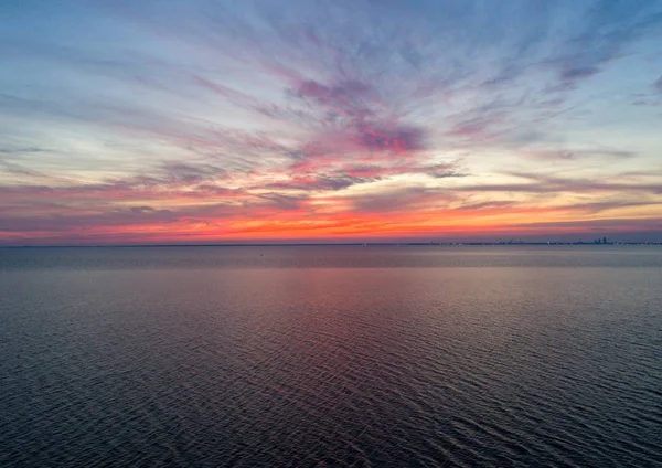 Pôr Sol Sobre Mobile Bay Costa Golfo Alabama — Fotografia de Stock