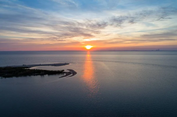 Захід Сонця Над Мобільний Бухти Узбережжі Мексиканської Затоки Алабама — стокове фото