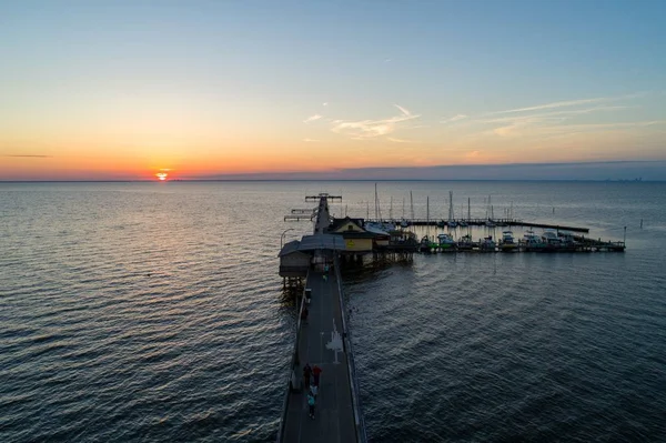 Fairhope Pier Der Mobilen Bucht Alabama Bei Sonnenuntergang — Stockfoto