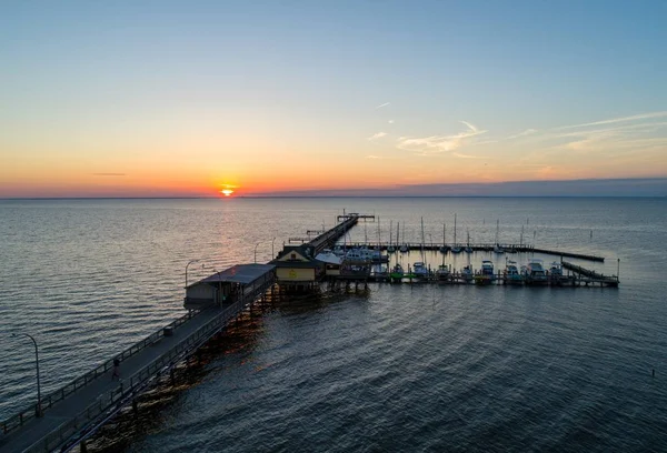 Quai Fairhope Sur Mobile Bay Alabama Coucher Soleil — Photo