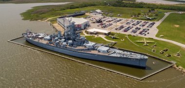 USS Alabama Battleship Memorial Park ve şehir merkezi mobil, Alabama şehir silüeti 