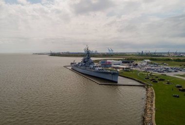 USS Alabama Battleship Memorial Park ve şehir merkezi mobil, Alabama şehir silüeti 