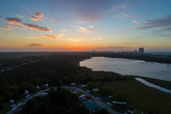 Légi Kilátás Április Napfelkeltét Öböl Állami Park Öböl Shores Alabama — Stock Fotó