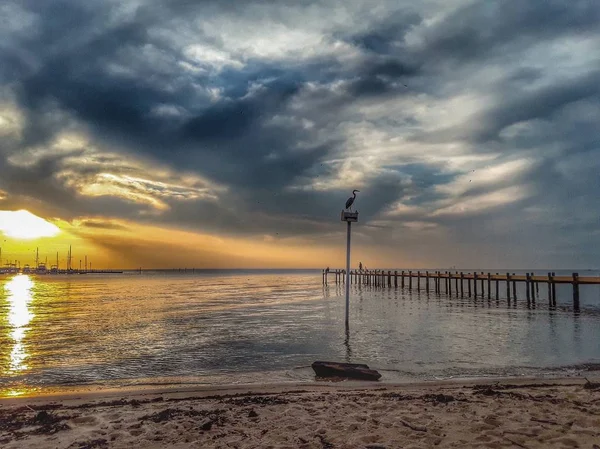 Mobile Bay Alabama Coucher Soleil — Photo