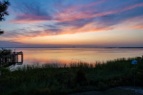 Tramonto Mobile Bay Daphne Alabama Bayfront Park Nel Luglio 2019 — Foto Stock